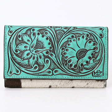 American Darling Wallet Hand Tooled Hair on Genuine Leather Western Women Bag | Handbag Purse Wallet| Wristlet